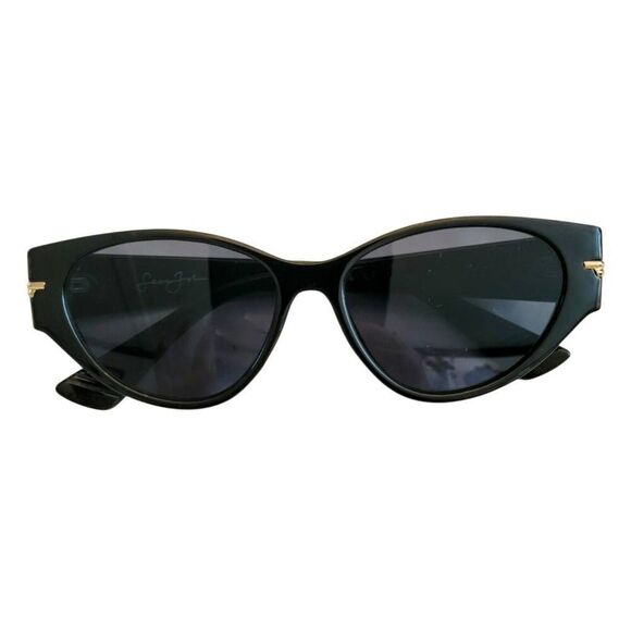 Sean John Solid Black Gold Cat-Eye Sunglasses NYC Club Style w NEW Leather Case - Picture 13 of 16
